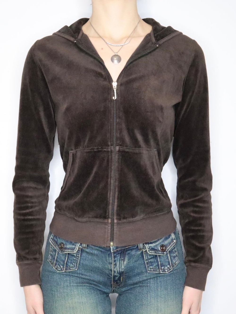 Vintage Juicy Couture Brown Velour Zip-Up Hoodie Jacket